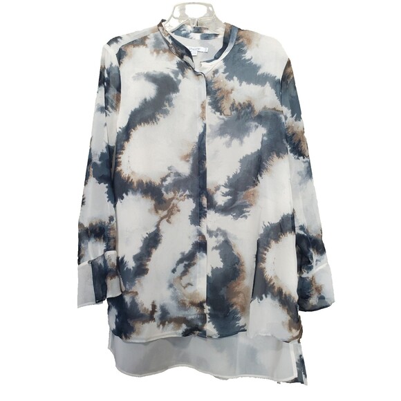 Chico's Tie-Dye High-Low Band Collar Chiffon Lined Button-Up Tunic Size 2.5 (14) - Picture 1 of 6